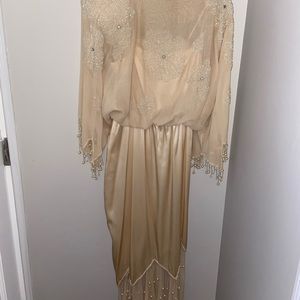 Chiffon/satin evening gown with embellishments